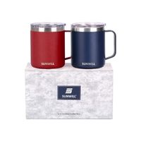 SUNWILL Vacuum Insulated Camping Mug Set with Lid